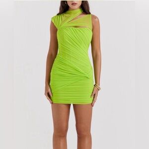 House of CB Adrie Neon Green mini bodycon dress in size XS. New